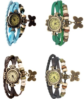 NS18 Vintage Butterfly Rakhi Combo of 4 Sky Blue, Brown, Green And Black Analog Watch  - For Women   Watches  (NS18)