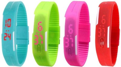 NS18 Silicone Led Magnet Band Watch Combo of 4 Sky Blue, Green, Pink And Red Digital Watch  - For Couple   Watches  (NS18)