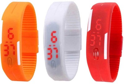 NS18 Silicone Led Magnet Band Combo of 3 Orange, White And Red Digital Watch  - For Boys & Girls   Watches  (NS18)
