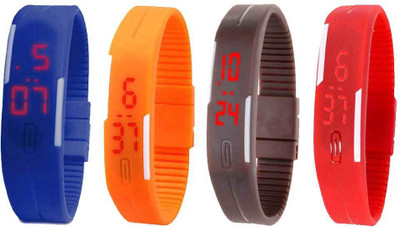 

Kissu Led Magnet Band Combo of 4 Blue, Orange, Brown And Red Watch - For Men & Women