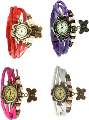 NS18 Vintage Butterfly Rakhi Combo of 4 Red, Pink, Purple And White Analog Watch  - For Women   Watches  (NS18)