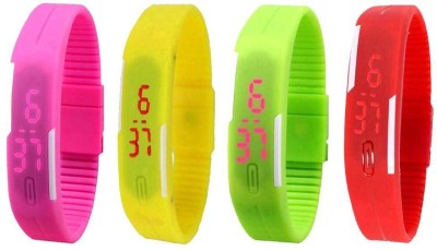 NS18 Silicone Led Magnet Band Watch Combo of 4 Pink, Yellow, Green And Red Digital Watch  - For Couple   Watches  (NS18)