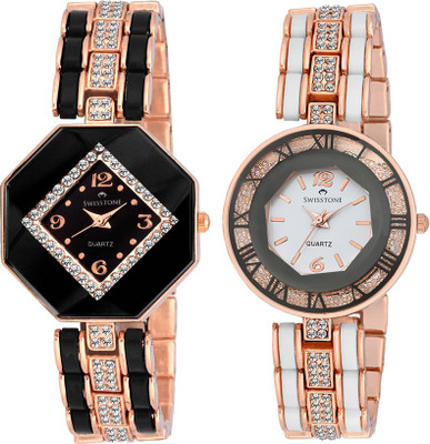 

SWISSTONE CREM609-BLK-GOLD & CREM512-WHT-GOLD Watch - For Women