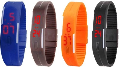 NS18 Silicone Led Magnet Band Combo of 4 Blue, Brown, Orange And Black Digital Watch  - For Boys & Girls   Watches  (NS18)