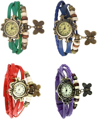 NS18 Vintage Butterfly Rakhi Combo of 4 Green, Red, Blue And Purple Analog Watch  - For Women   Watches  (NS18)