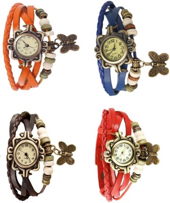 NS18 Vintage Butterfly Rakhi Combo of 4 Orange, Brown, Blue And Red Analog Watch  - For Women   Watches  (NS18)