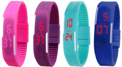 

Kissu Led Magnet Band Combo of 4 Pink, Purple, Sky Blue And Blue Watch - For Men & Women