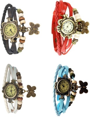 NS18 Vintage Butterfly Rakhi Combo of 4 Black, White, Red And Sky Blue Analog Watch  - For Women   Watches  (NS18)