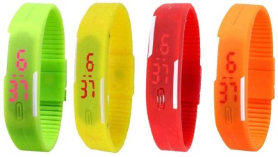 NS18 Silicone Led Magnet Band Combo of 4 Green, Yellow, Red And Orange Digital Watch  - For Boys & Girls   Watches  (NS18)