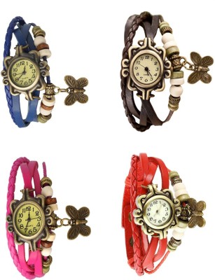 NS18 Vintage Butterfly Rakhi Combo of 4 Blue, Pink, Brown And Red Analog Watch  - For Women   Watches  (NS18)