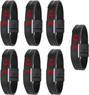 NS18 Silicone Led Magnet Band Combo of 7 Black Digital Watch  - For Boys & Girls   Watches  (NS18)