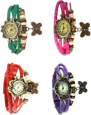 NS18 Vintage Butterfly Rakhi Combo of 4 Green, Red, Pink And Purple Analog Watch  - For Women   Watches  (NS18)