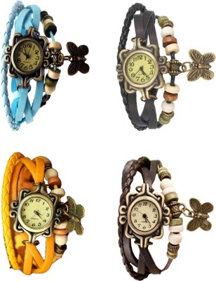 NS18 Vintage Butterfly Rakhi Combo of 4 Sky Blue, Yellow, Black And Brown Analog Watch  - For Women   Watches  (NS18)