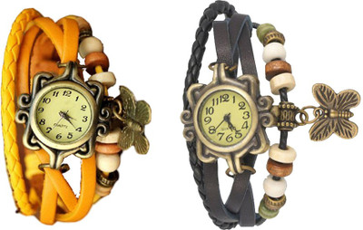 

Kissu Vintage Rakhi Watch Combo of 2 Yellow And Black Watch - For Women