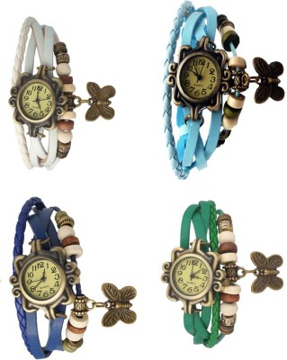 NS18 Vintage Butterfly Rakhi Combo of 4 White, Blue, Sky Blue And Green Analog Watch  - For Women   Watches  (NS18)