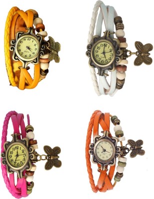 NS18 Vintage Butterfly Rakhi Combo of 4 Yellow, Pink, White And Orange Watch  - For Women   Watches  (NS18)