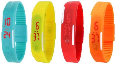 NS18 Silicone Led Magnet Band Combo of 4 Sky Blue, Yellow, Red And Orange Digital Watch  - For Boys & Girls   Watches  (NS18)