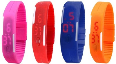 NS18 Silicone Led Magnet Band Combo of 4 Pink, Red, Blue And Orange Digital Watch  - For Boys & Girls   Watches  (NS18)