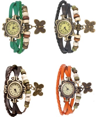 NS18 Vintage Butterfly Rakhi Combo of 4 Green, Brown, Black And Orange Analog Watch  - For Women   Watches  (NS18)
