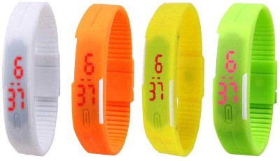 NS18 Silicone Led Magnet Band Combo of 4 White, Orange, Yellow And Green Digital Watch  - For Boys & Girls   Watches  (NS18)