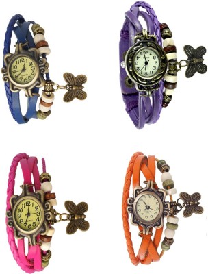 NS18 Vintage Butterfly Rakhi Combo of 4 Blue, Pink, Purple And Orange Analog Watch  - For Women   Watches  (NS18)