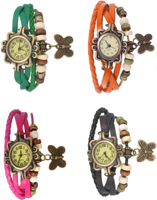 NS18 Vintage Butterfly Rakhi Combo of 4 Green, Pink, Orange And Black Analog Watch  - For Women   Watches  (NS18)