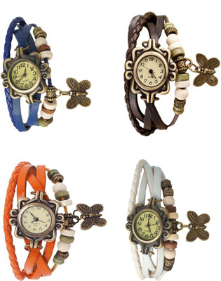 

Kissu Vintage Rakhi Combo of 4 Blue, Orange, Brown And White Watch - For Women
