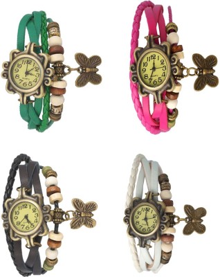NS18 Vintage Butterfly Rakhi Combo of 4 Green, Black, Pink And White Analog Watch  - For Women   Watches  (NS18)