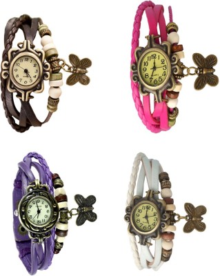 NS18 Vintage Butterfly Rakhi Combo of 4 Brown, Purple, Pink And White Analog Watch  - For Women   Watches  (NS18)