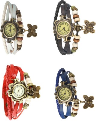 NS18 Vintage Butterfly Rakhi Combo of 4 White, Red, Black And Blue Analog Watch  - For Women   Watches  (NS18)