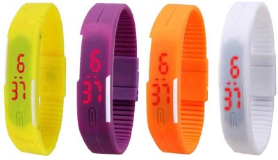 NS18 Silicone Led Magnet Band Combo of 4 Yellow, Purple, Orange And White Digital Watch  - For Boys & Girls   Watches  (NS18)
