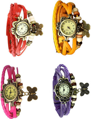 

Kissu Vintage Rakhi Combo of 4 Red, Pink, Yellow And Purple Watch - For Women
