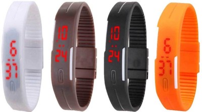 NS18 Silicone Led Magnet Band Combo of 4 White, Brown, Black And Orange Digital Watch  - For Boys & Girls   Watches  (NS18)