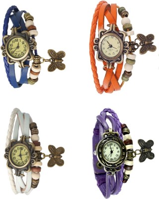 NS18 Vintage Butterfly Rakhi Combo of 4 Blue, White, Orange And Purple Analog Watch  - For Women   Watches  (NS18)