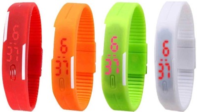 NS18 Silicone Led Magnet Band Combo of 4 Red, Orange, Green And White Digital Watch  - For Boys & Girls   Watches  (NS18)