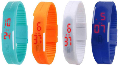 

Kissu Led Magnet Band Combo of 4 Sky Blue, Orange, White And Blue Watch - For Men & Women