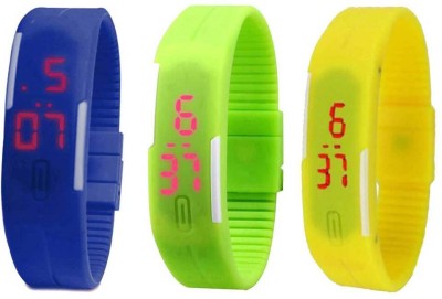 NS18 Silicone Led Magnet Band Combo of 3 Blue, Green And Yellow Digital Watch  - For Boys & Girls   Watches  (NS18)