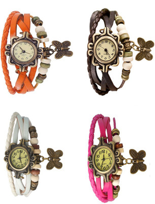 

NS18 Vintage Butterfly Rakhi Combo of 4 Orange, White, Brown And Pink Watch - For Women