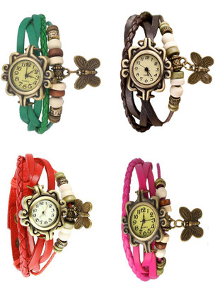

Kissu Vintage Rakhi Combo of 4 Green, Red, Brown And Pink Watch - For Women