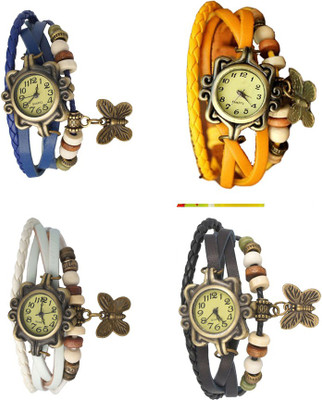 

Kissu Vintage Rakhi Combo of 4 Blue, White, Yellow And Black Watch - For Women