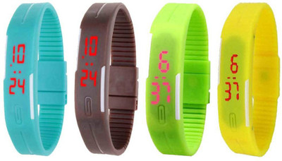 

Kissu Led Magnet Band Combo of 4 Sky Blue, Brown, Green And Yellow Watch - For Men & Women