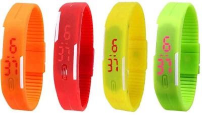 NS18 Silicone Led Magnet Band Combo of 4 Orange, Red, Yellow And Green Digital Watch  - For Boys & Girls   Watches  (NS18)
