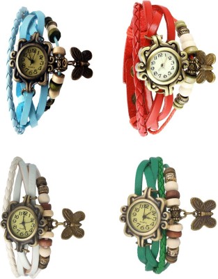 NS18 Vintage Butterfly Rakhi Combo of 4 Sky Blue, White, Red And Green Analog Watch  - For Women   Watches  (NS18)
