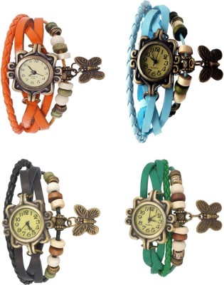 NS18 Vintage Butterfly Rakhi Combo of 4 Orange, Black, Sky Blue And Green Analog Watch  - For Women   Watches  (NS18)