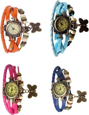 NS18 Vintage Butterfly Rakhi Combo of 4 Orange, Pink, Sky Blue And Blue Analog Watch  - For Women   Watches  (NS18)