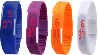NS18 Silicone Led Magnet Band Combo of 4 Blue, Purple, Orange And White Digital Watch  - For Boys & Girls   Watches  (NS18)