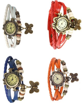 NS18 Vintage Butterfly Rakhi Combo of 4 White, Blue, Red And Orange Analog Watch  - For Women   Watches  (NS18)