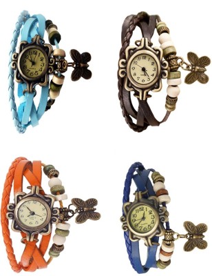 NS18 Vintage Butterfly Rakhi Combo of 4 Sky Blue, Orange, Brown And Blue Analog Watch  - For Women   Watches  (NS18)