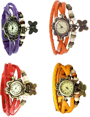 

Kissu Vintage Rakhi Combo of 4 Purple, Red, Orange And Yellow Watch - For Women