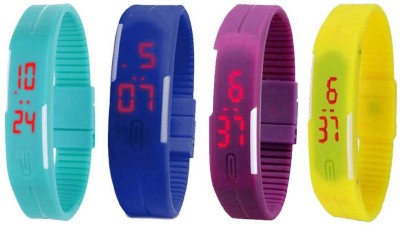 NS18 Silicone Led Magnet Band Combo of 4 Sky Blue, Blue, Purple And Yellow Digital Watch  - For Boys & Girls   Watches  (NS18)
